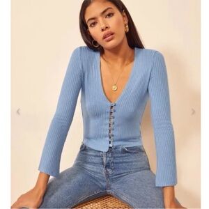 Reformation Gellar Top - Parisian Blue Sky